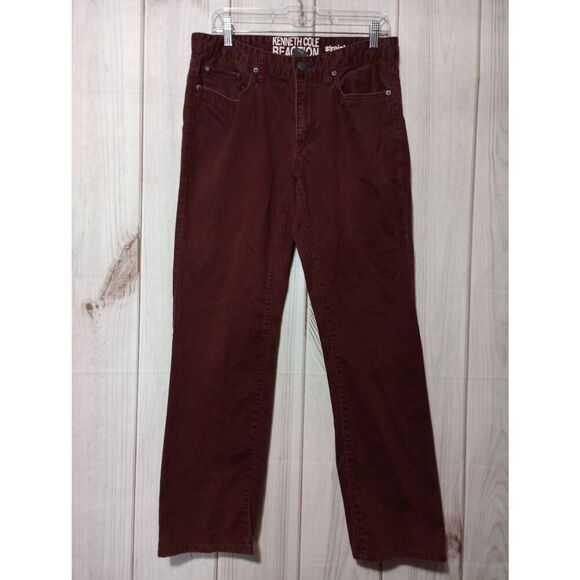 Kenneth Cole Reaction Pants Men's 32 30 Straight Leg‎ Maroon khaki's - Picture 1 of 8